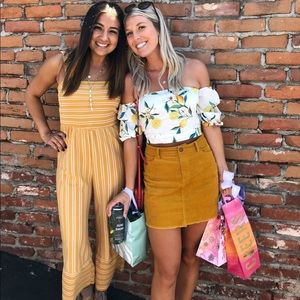 Striped yellow jumpsuit